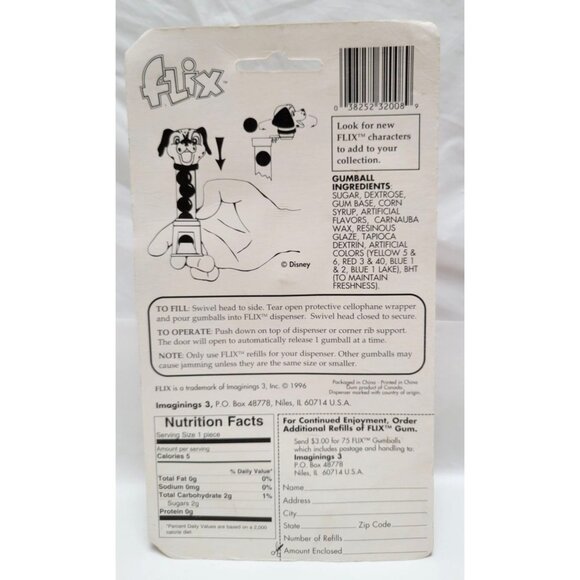 Vintage 1996 Flix Disney 101 Dalmatians Gumball Dispenser Collectible Toy NOS - Picture 7 of 7